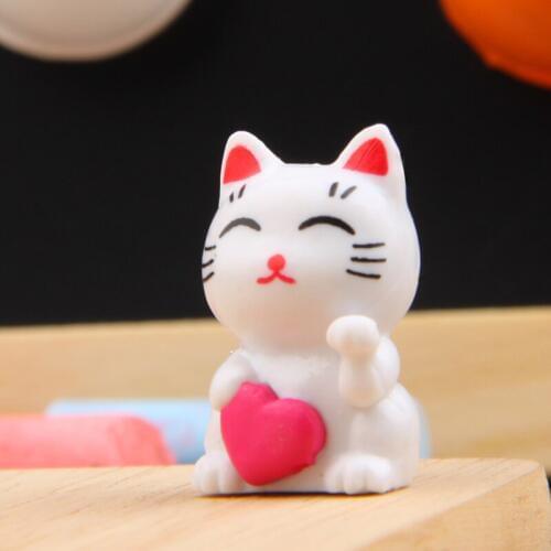 ZOCDOU 2 Pieces Fortune Cat Female Love Kitty Money Box DIY Model Small Statue Little Figurine Crafts Figure Ornament Miniatures