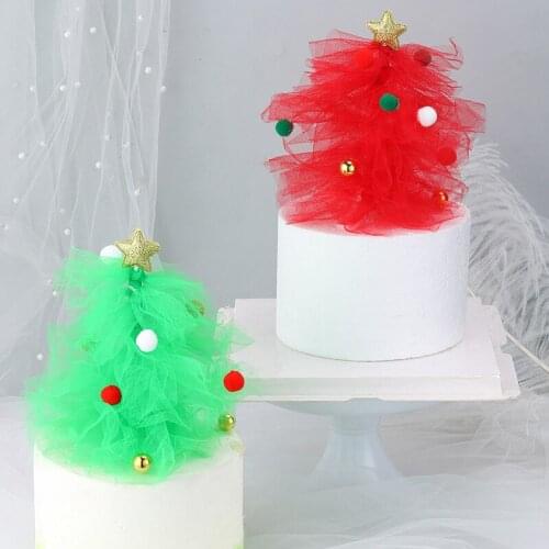 1PC Star Yarn Christmas Tree Cake Topper Happy New Year Cupcake Toppers Flags DIY Baking Baby Shower Kids Party Wedding Birthday