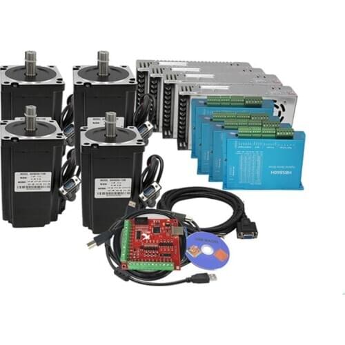 4 axis cnc Closed Loop Stepper Motor Kit Nema 34 8.5N.m step motor +Driver HBS860H