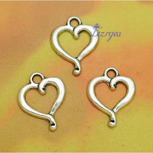 50pcs/lot--18x15mm, Antique silver plated heart charm,DIY supplies,Jewelry accessories