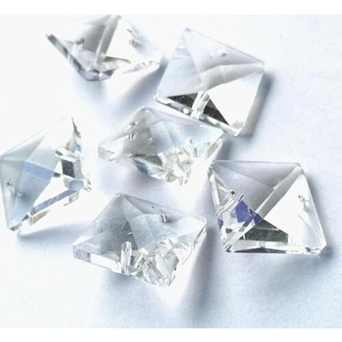 500pcs/lot 18mm K9 Clear Crystal Square Beads in 2 holes DIY Chandelier Lamp Beads For Dress the Christmas trees Decoration