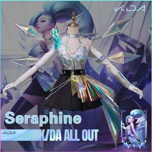 Anime LOL KDA Seraphine ALLOUT Idol SJ Team Uniform Game Suit Party Dress Women Cosplay Costume Halloween Free Shipping 2020New