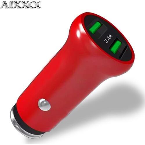 AIXXCO Car Charger 5V 3.4A With LED Universal Dual Usb Phone Car-Charger for Xiaomi Samsung S8 iPhone X 8 Plus Tablet etc