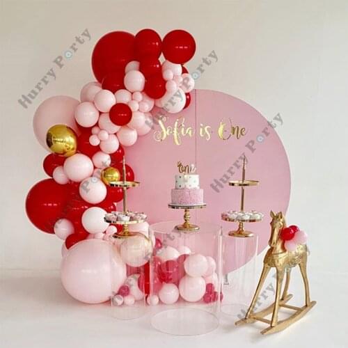 95pcs Baby 1th Happy Birthday Backdrop Party Decoration Balloon Supplies Pink Red Gold Latex Balloons Garland Arch Bay Shower