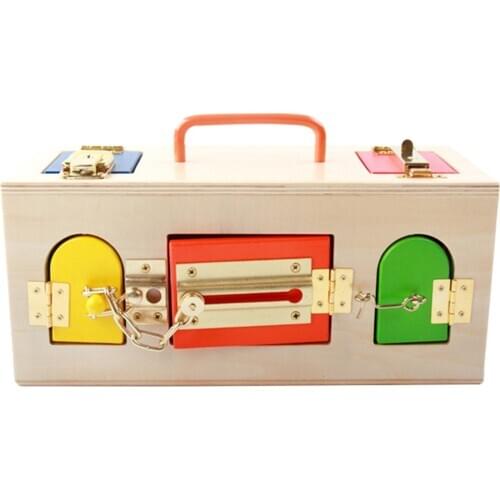 Wooden Lock Box Preschool Kids Baby Gift Learning Motor Skills Memory Game