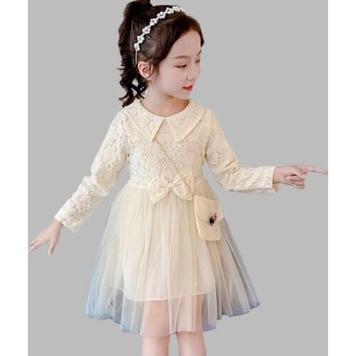 Girl Dresses With Bag Girl Child Dress Full Length Children Party Dresses Lace Flower Costumes For Girls 6 8 10 12 14 Year