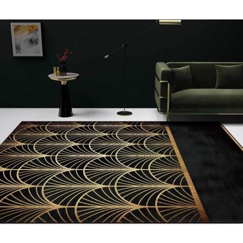 Home Minimalist Light Black Gold Fan-shaped Geometric Kitchen Living Room Bedroom Bedside Carpet Floor Mats Fluffy Rug Large Rug