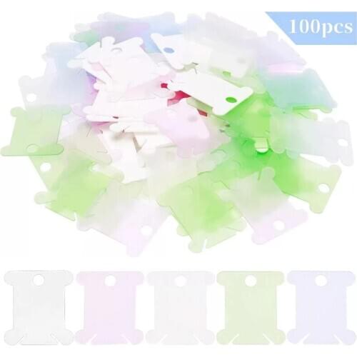 KAOBUY 100 Pcs Plastic Floss Bobbin For Cotton Thread Cross Stitch Embroidery Thread Bobbins Organizer