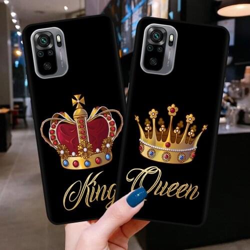 King Queen Couple Phone Cases For xiaomi Redmi Note 10 Case Silicone Cover For Redmi Note 8 9 10 Pro Max 9S 10S 8T Case shell