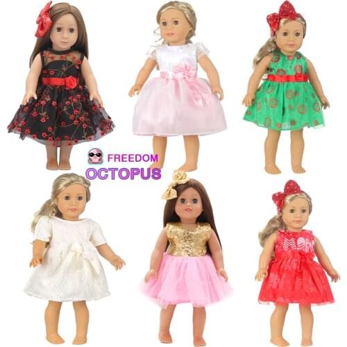 15 Colors Princess Doll Dress Doll Clothes For 43cm Baby New Born Doll Cute Skirt Dress For 18Inches American Dolls Gift