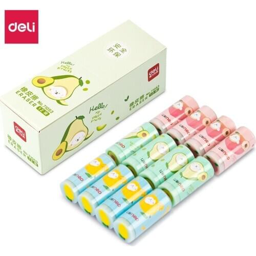 Deli Kids Eraser Food 36pcs Cute Fruit Erasers for Kids Prizes for Students Gift Macaron Color Cute Pencil Eraser Stationery