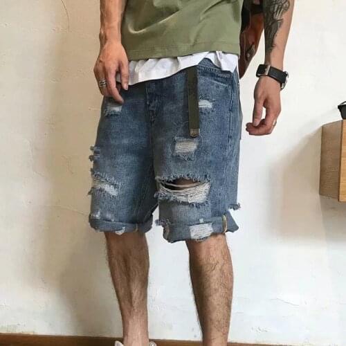 Summer High Street Ripped Denim Shorts Street Wild Loose Casual Denim Pants Mens Pants -40