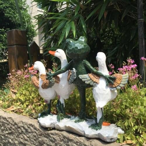 Outdoor Gardening Simulation Animal Decoration Resin Frog Duck Ornaments Courtyard Garden Figurines Crafts Villa Park Furnishing