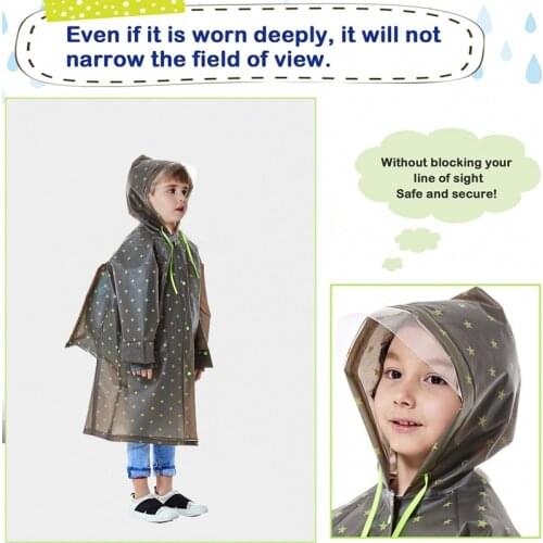 Fashion Children Raincoat Thickened Outdoor Waterproof Rain Coat Kids Solid color Waterproof Rainwear with Backpack Position