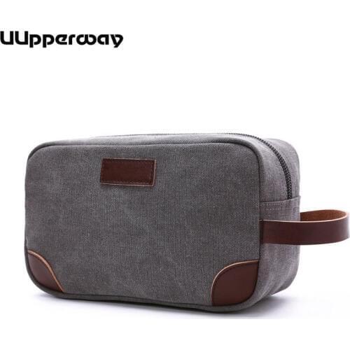 Men Canvas Bags Mini Coin Purse Casual Shopping Clutch Leather Hand Holder Bags Vintage Small Wallet Phone Pockets Waist Handbag