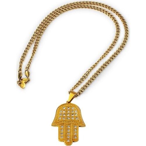 Mens Curb Cuban Necklace Chain Silver Color Gold 316L Stainless Steel Crystal Pendant Necklaces for Women Punk Fashion Jewelry