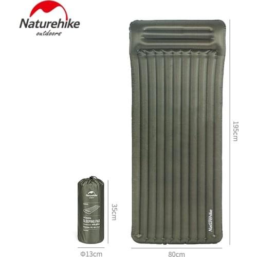 Naturehike 1 Person Cushion Single Inflatable Mat Outdoor Camping Mattress Portable Sleeping Pad With Pillow NH20FCD12