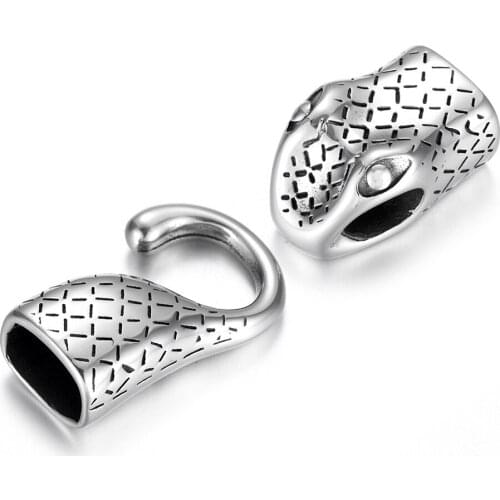 Stainless Steel Snake Hooks Closure for Bracelet Jewelry Making Accessories End Cap Hook with Eye Clasp Set 11.5x7.5mm Hole