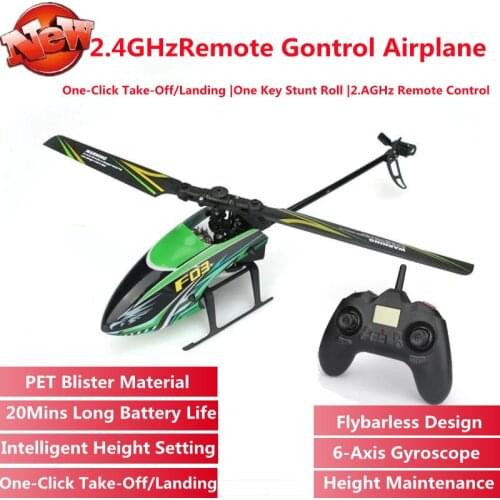 One Key Takeoff/Landing RC Airplane Flybarless 6-Axis Gyroscope Digital Steering Gear 20Min 2.4GHz Remote Control Helicopter Toy
