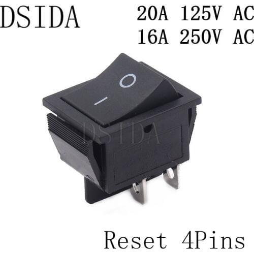 Power Switch 25*31mm 2 Position 4 Pins KCD4 Rocker Switch Reset With 10A 125VAC/6A 250V 21x24 Ship Type Switch