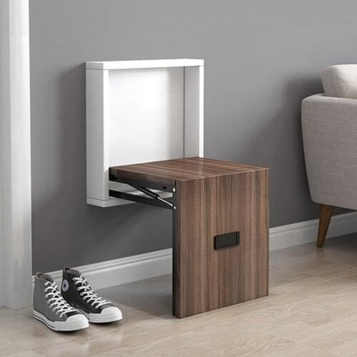 2pcs Black Folding Seat Stools Bracket Hinges Carbon Steel Shelf Support Shoe Cabinet Wardrobe Closet Frame Stool