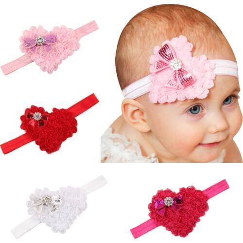 Baby girl headband Infant hair accessories cloth bows newborn Headwear tiara Gift Toddlers bandage Ribbon love heart headwrap