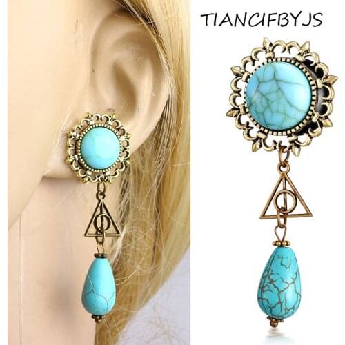 TIANCIFBYJS Steel Dangle Ear Gauge Earrings Piercing Cartilage Stretcher Plugs And Tunnels Expandable Body Jewelry 50pcs