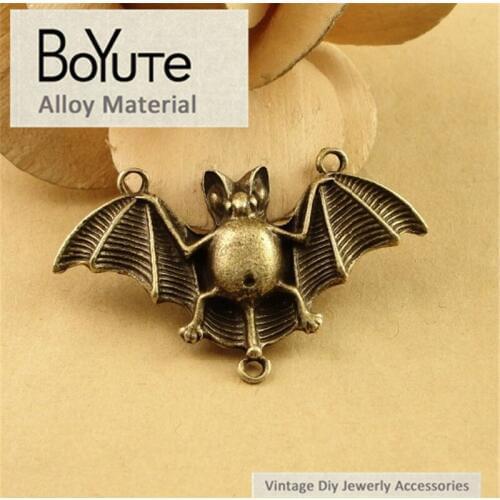BoYuTe (20 Pieces/Lot) 48*28MM Vintage Zinc Alloy Bat Connector Charms Antique Bronze Plated Metal Diy Jewelry Making Findings