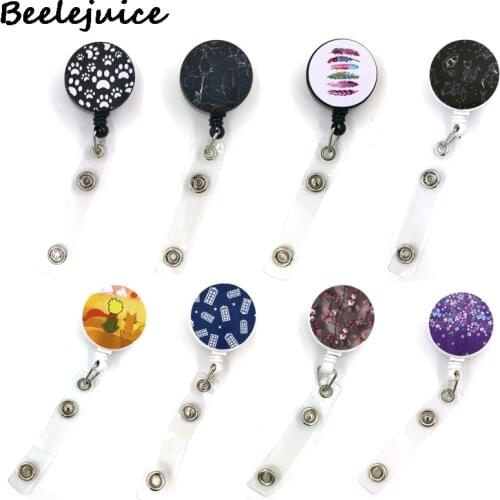 Cartoon Anime Movie ID Retractable Badge Holder Reel ID Badge Holder Clip Key Ring for Name Card Keychain Nurse Work Decorations