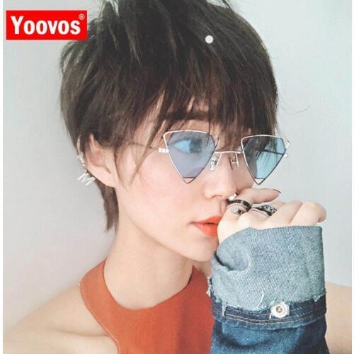 Yoovos Vintage Punk Sunglasses Women Triangle Oculos New Glasses Openwork Metal Frame New Fashion Sun Glasses Men Okulary UV400