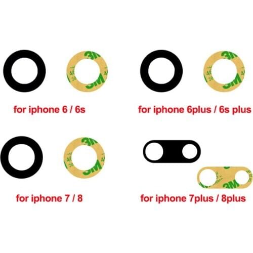 2PCS Back Camera Glass Replacement for iphone 7 8 6 6S 6Plus 7Plus 8Plus X 3M Adhesive Rear Camera Cover Lens Mobile Phone Parts