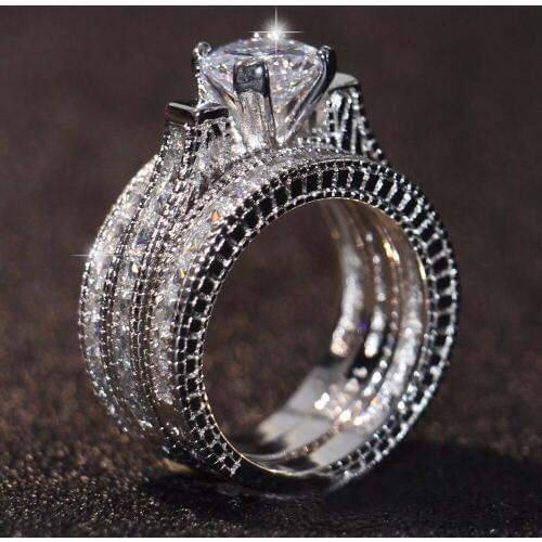 Size5-11 Top Selling Classical Vintage Jewelry 14KT White Gold Filled Round Cut 5A Cubic Zirconia stripe Women Wedding Band Ring
