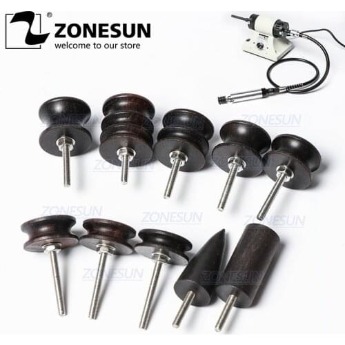 ZONESUN PJ-MT1 Leather Polish Tool Leather Burnishing Machine Ebony Wood Edge Polishing Slicker Leather Tip Side Border Polisher