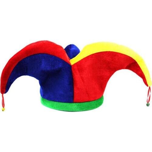 1pcs Halloween Multi-colored Jester Costume Performing Carnival Supplies Clown Bell Cap ztou