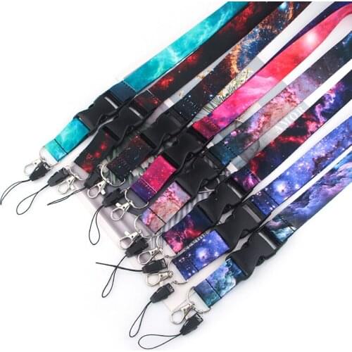 1PC Starry Night Sky Lanyard Badge ID Lanyards/ Mobile Phone Rope/ Key Lanyard Neck Straps Keychain Wholesale