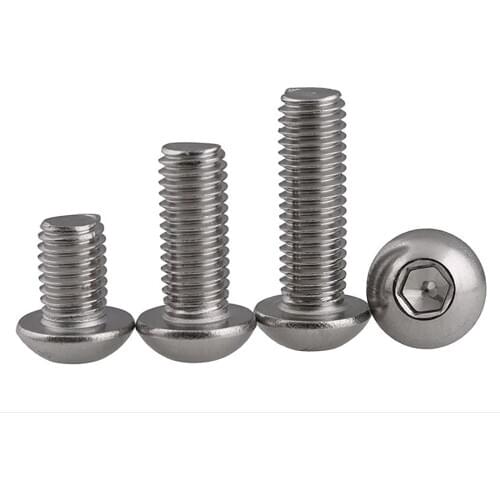 20/50pcs 304 Stainless Steel M3 M4 M5 Hexagon Socket Screw With Half Round Head 4.8 Grade Button Head Hex Socket Cap Screw