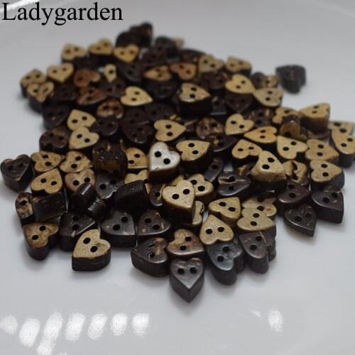 20PCS 16MM Heart Natural Coconut Button Wood Button Shape Clothing Children Decoration Craft Scrapbooking Sewing Buttons