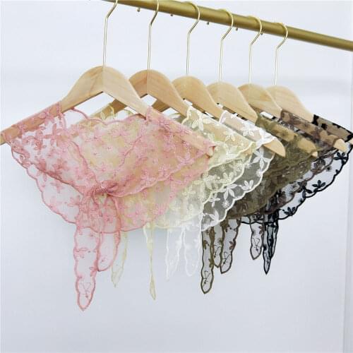2020 New Summer Womens Black Pink Green White Triangle Lace Flower Scarf Handkerchief Bag Women Hair Head Scarfs Bandana