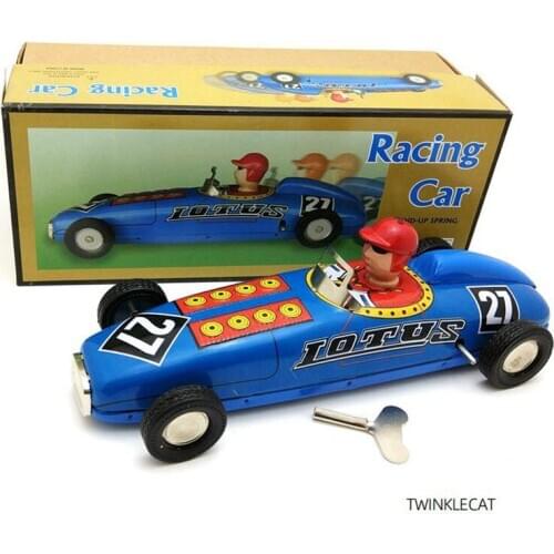 Retro 27 Racing Car Clockwork Toy Tinplate Tin Childhood Winder Cars Vintage Handmade Craft Collection Figure Metal Wind Up Toys
