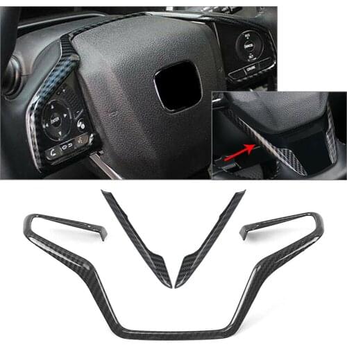 3Pcs/Set Carbon Fiber Style ABS Car Steering Wheel Trim Moulding FOR HONDA CR-V CRV 2017 2018 2019 2020