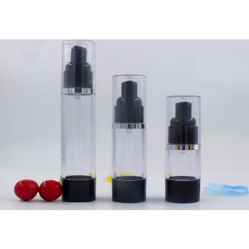 30ML clear black plastic airless bottle silver line lotion/emulsion/serum/liquid foundation/whitening essence cosmetic packing