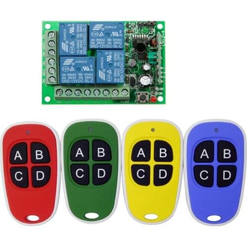 DC 12V 10A 4 channel RF Wireless Remote Control system 1 * Receiver + 4 * Transmitter 315MHZ Electric door /window/ radio