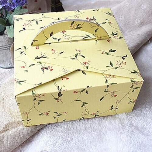 5pac/pack Flower Pattern Portable Pastry Gift Packing Boxes With 4 Grids DIY Baking Cake Package Decor