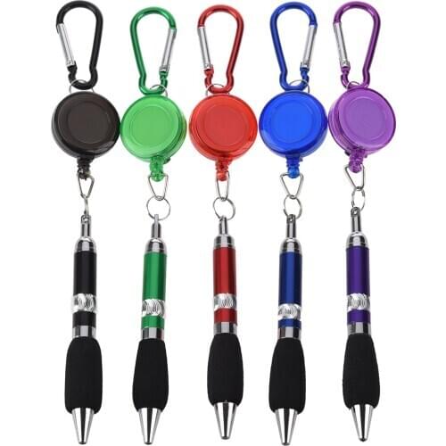 5 pcs Retractable badge reel belt clip and carabiner pen