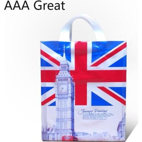 50Pcs/Lot Party Favor Plastic Wedding Handle Bags Clothing Plastic Carry Pouches Lovely Gift Shopping Bag Plastic Candy Cookies