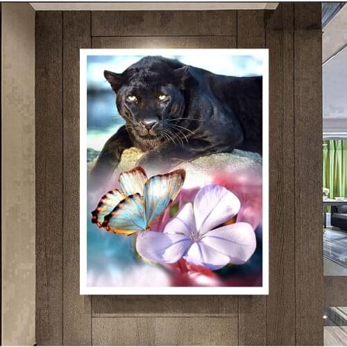 5D DIY Diamond Painting Black Panther Butterfly Art Mosaic Kit Rhinestone Picture Wall Jewelry Home Decoration Gift