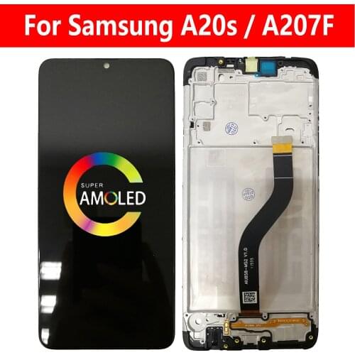 6.5" Super AMOLED LCD For SAMSUNG Galaxy A20s LCD With Frame SM-A207F/DS SM-A207M A207 Display Screen Touch Digitizer Assembly