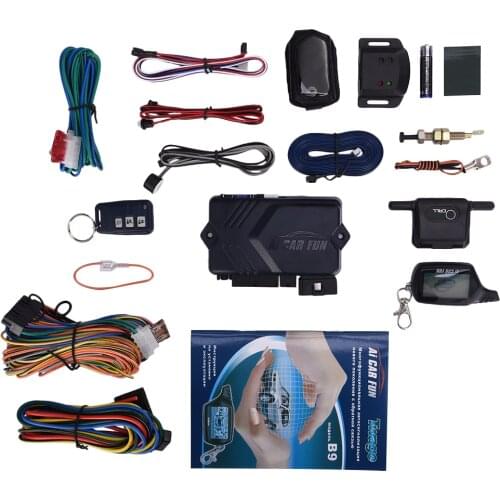 Russian Version Two Way Car Alarm System with Engine Start LCD Remote Control Key Fob Case For B9