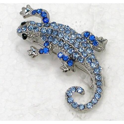 Blue Rhinestone Gecko Pin brooches C480 B
