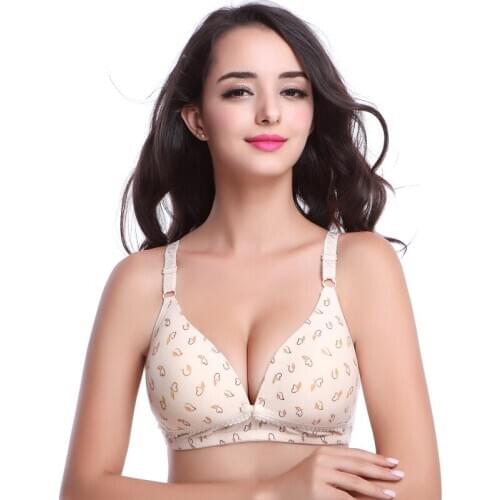 Triangle Leaf Print Breast-Feeding Bra For Pregnant Women Lace Seamless Push Up Bra With Pads Sleeping Bras For Women